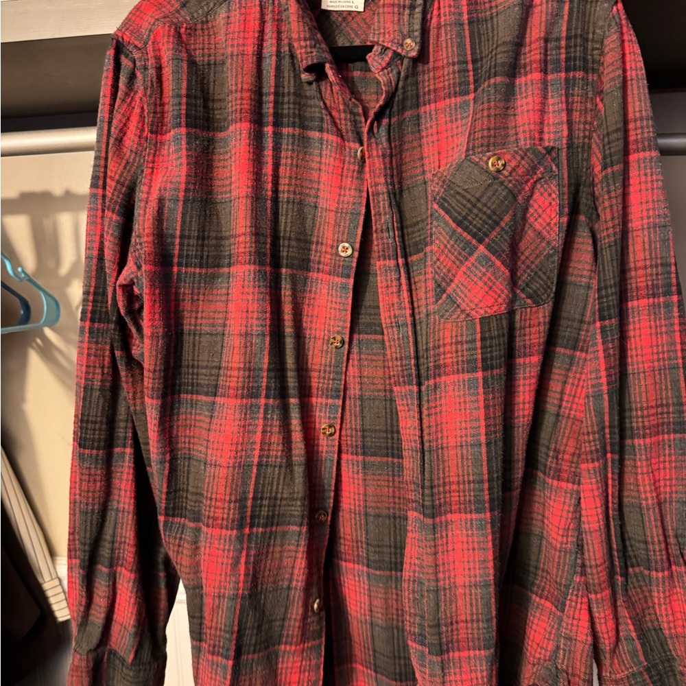 Boston Traders Red and Black Plaid Button-Down Shirt